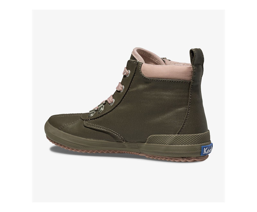 Keds Kids Boots Olive - Cyber Scout Coated Canvas - 635OBCQME